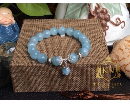 Vòng Đá Aquamarine Phối Cham Bạc